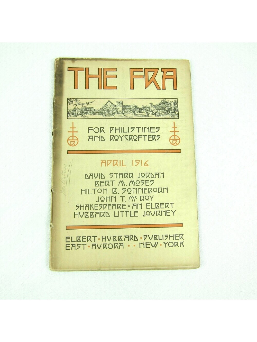 THE FRA MAGAZINE April 1916 E. Hubbard Roycrofters Arts & Crafts Ads w/ Prices